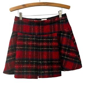 Pinko Plaid Mini Skirt – Wool & Alpaca Blend, Front Pleats, Italian design, US 4